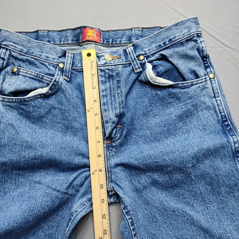 Wrangler 36MWZ Slim Fit Cowboy Cut Jeans Mens 32x32 Medium Wash Blue Denim